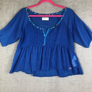 Hollister short sleeve Sheer boho flowy Crop Top size M